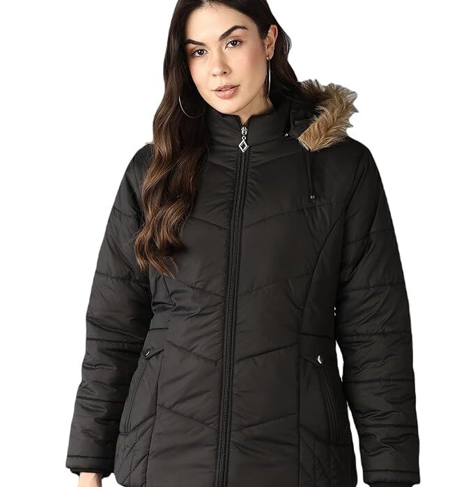 ELLIPSE Nylon Full Sleeves Regular Fit Fashionable & Stylish Winter Jakcet With Hoodie For Women's