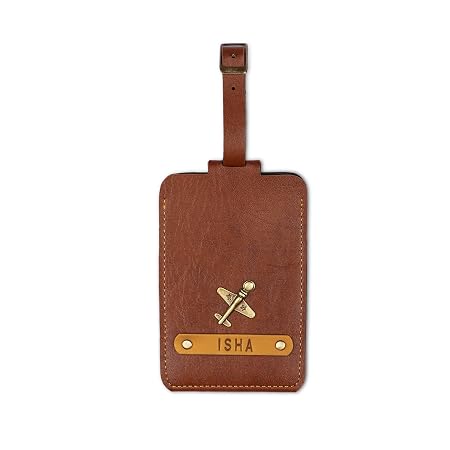 The Junket Personalized Luggage Tag for Men & Women | Custom Engraved Name Tag with Charm | Premium Leather Travel Accessory | Raksha Bandhan Gift for Brother, Sister & Frequent Travelers