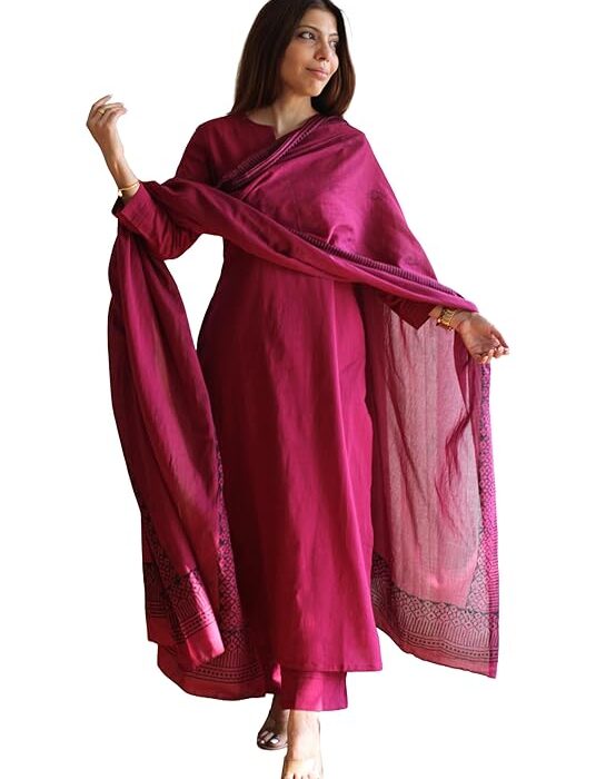 GoSriKi Women's Viscose Straight Solid Kurta with Narrow Pant and Dupatta | Kurta for Women | Kurta Pant Dupatta Set | Ethnic Suit for Women | Traditional Indian Outfit | Women's Ethnic Wear