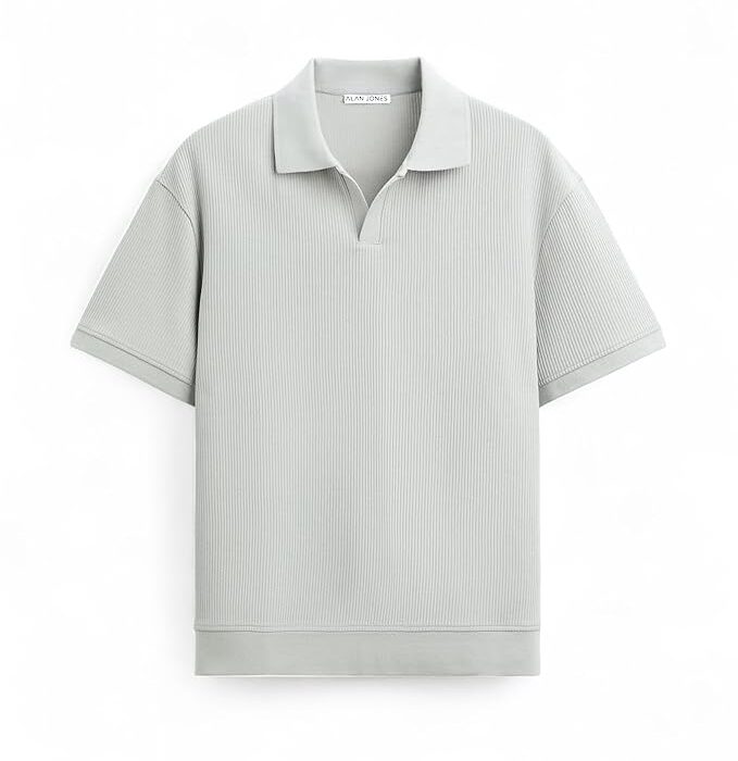 Alan Jones Clothing Men's Textured Polo T-Shirt | Classic Short Sleeve Polo for Casual Wear