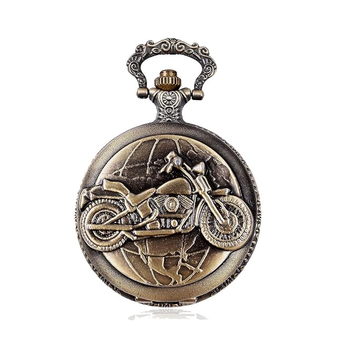 exciting Lives Vintage Motorbike Pocket Watch Keychain - Gift for Men, Father's Day, Birthday, Anniversary, for Brother, Boyfriend, Husband, Dad, Friend, Corporate Gifts - Keyring