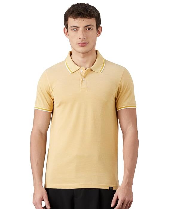 Amazon Brand - Symbol Men's Cotton Rich Textured Polo Tshirts | Collar Plain Tshirts | Half Sleeves - Regular Fit