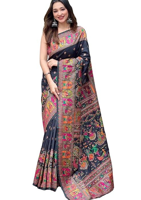 SGF11 Women's Kanjivaram Pure Soft Silk Saree With Unstitched Blouse Piece