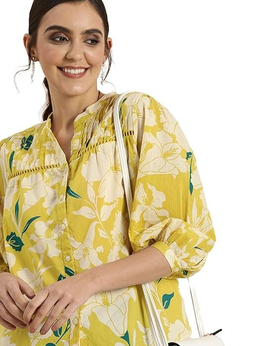 rytras Women Cotton Floral Regular Fit Tunic Shirt