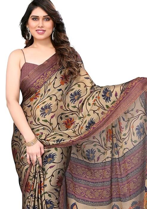 MIRCHI FASHION Women Saree Chiffon Floral Printed | Comfortable Lightweight Office and Regular Use Sari with Blouse Piece