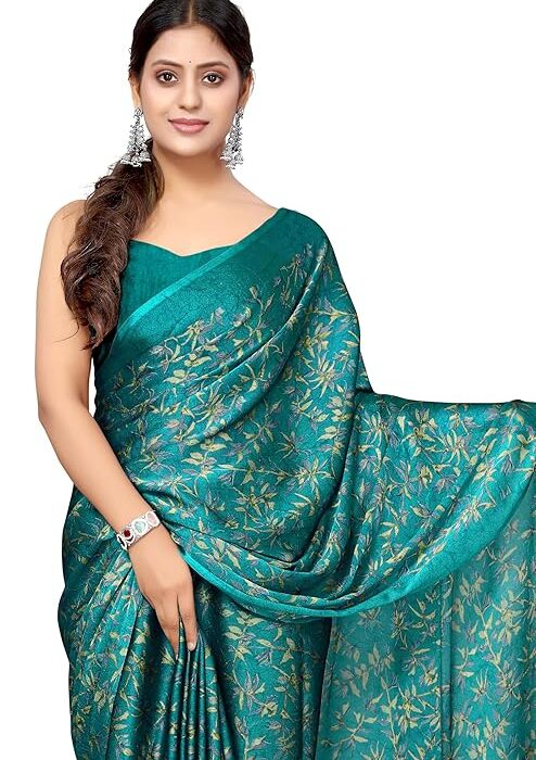 MIRCHI FASHION Saree for Woman Chiffon Georgette Floral Printed | Breathable Lightweight Sari for Office Use and Farewell Ceremonies with Blouse Piece